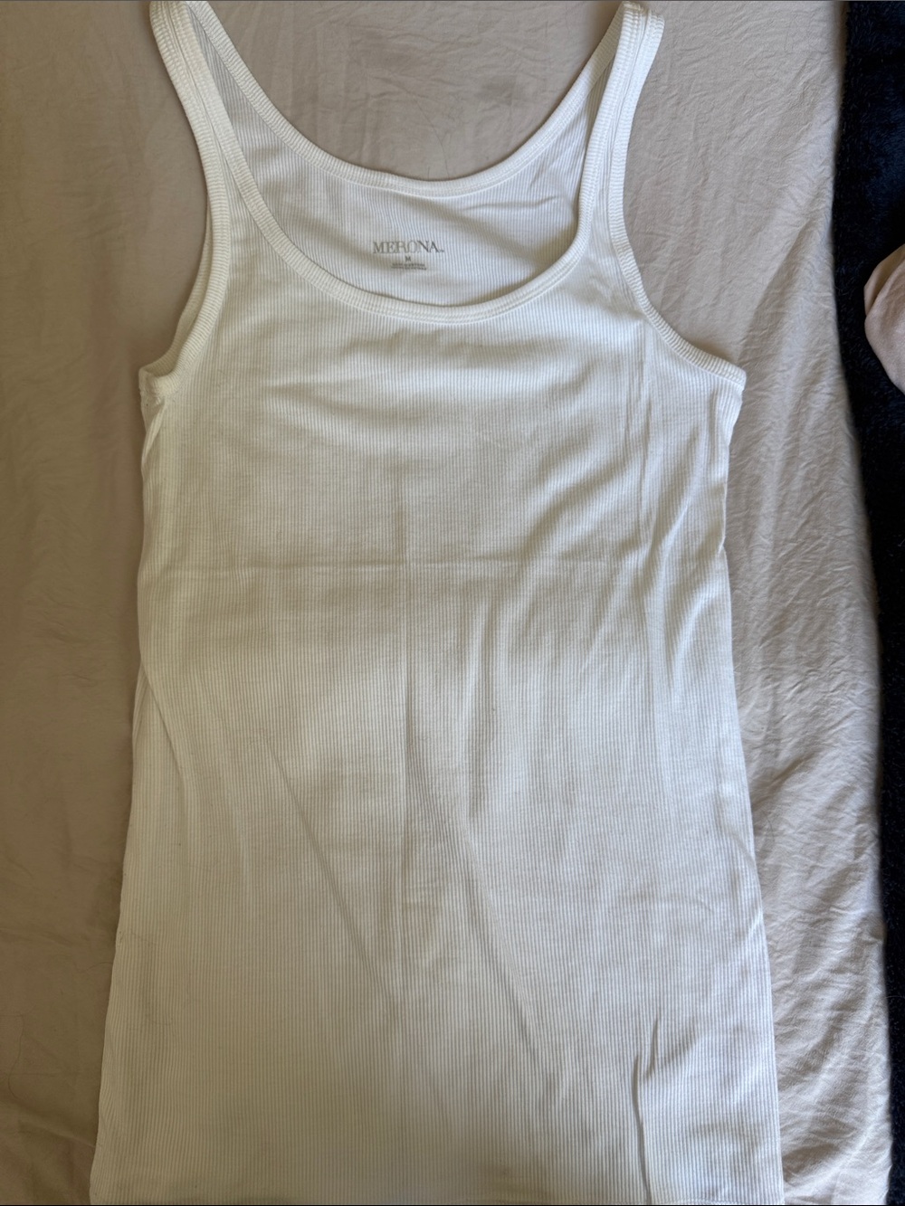 Merona White Ribbed Scoop Tank